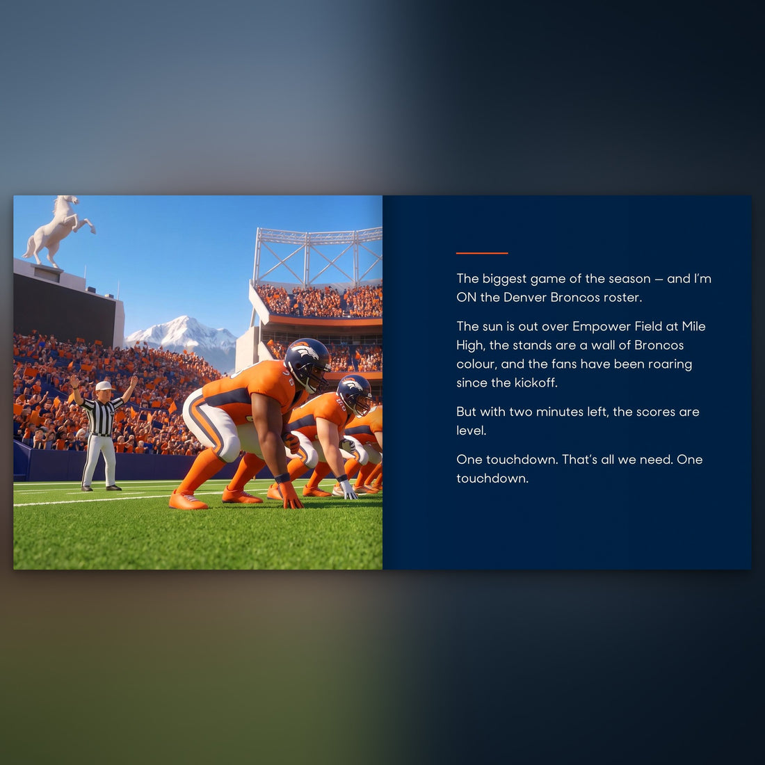 Denver Broncos Personalised Storybook — Their name on the jersey