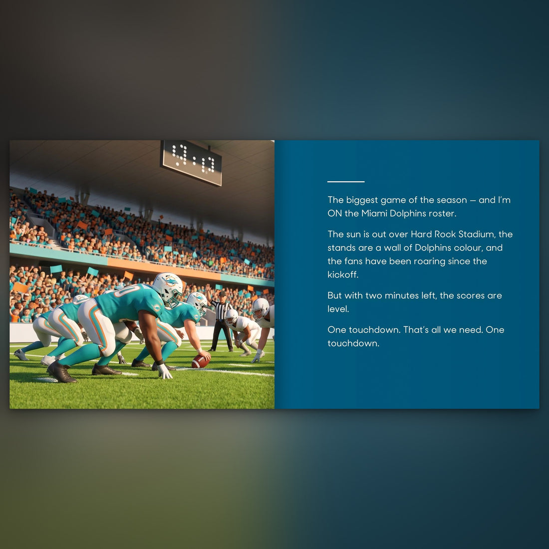Miami Dolphins Personalised Storybook — Their name on the jersey