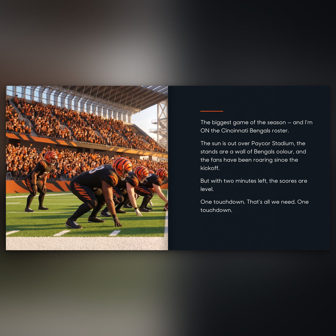 Cincinnati Bengals Personalised Storybook — Their name on the jersey