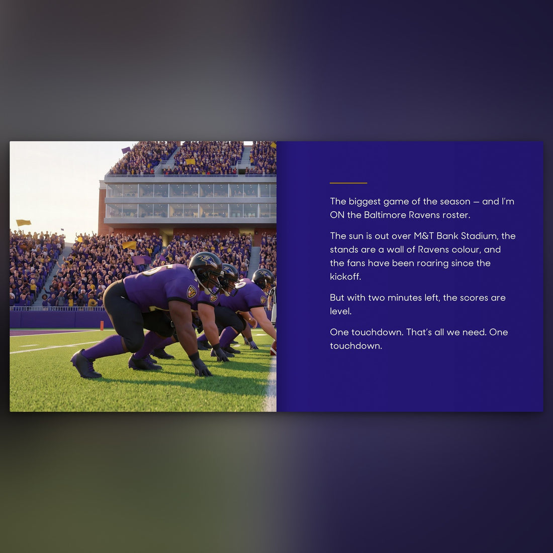 Baltimore Ravens Personalised Storybook — Their name on the jersey