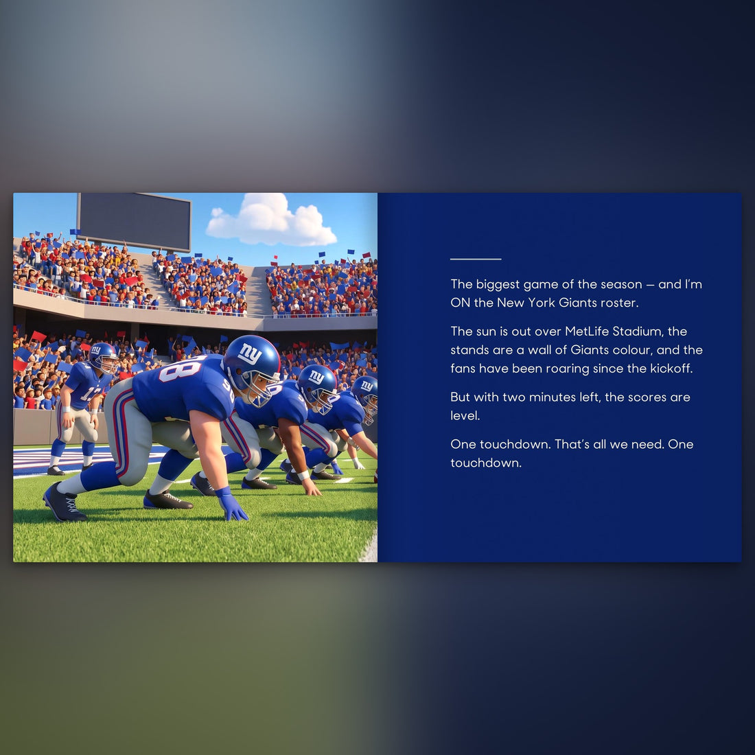 New York Giants Personalised Storybook — Their name on the jersey