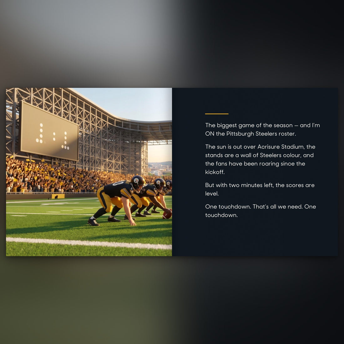 Pittsburgh Steelers Personalised Storybook — Their name on the jersey