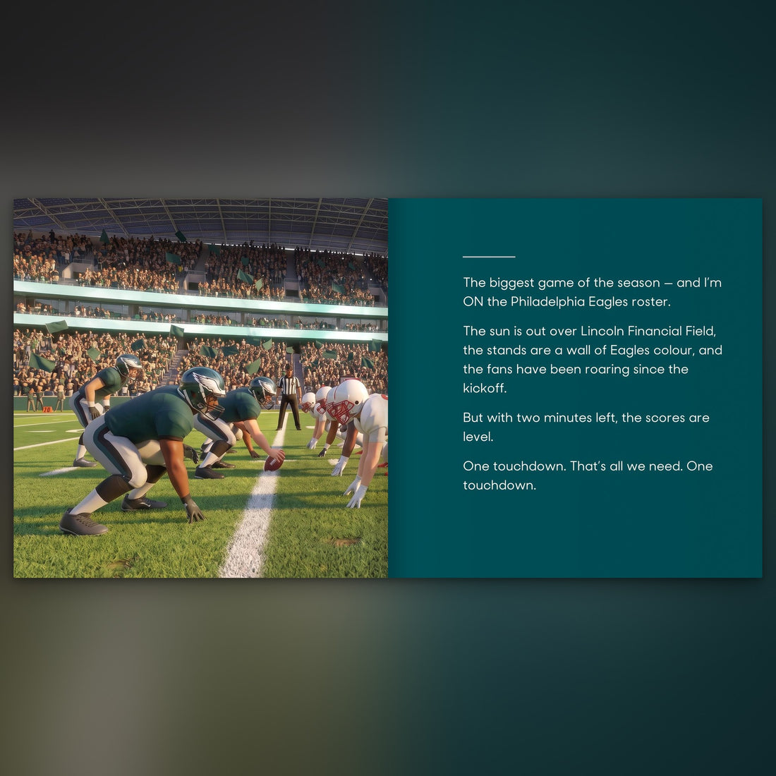 Philadelphia Eagles Personalised Storybook — Their name on the jersey
