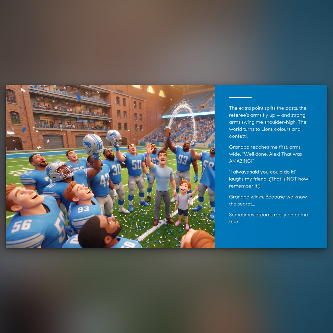 Detroit Lions Personalised Storybook — Their game-winner page