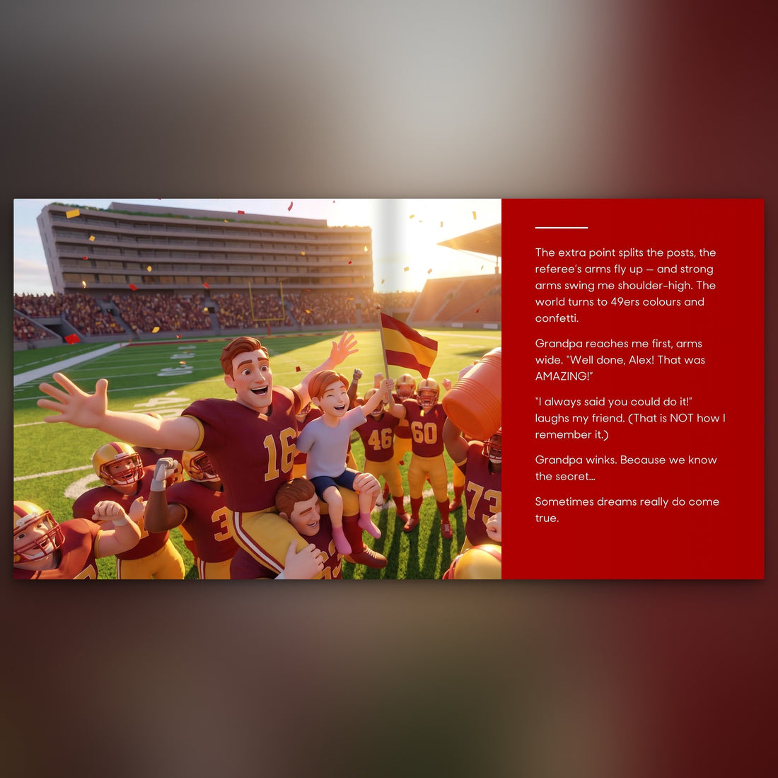 San Francisco 49ers Personalised Storybook — Their game-winner page