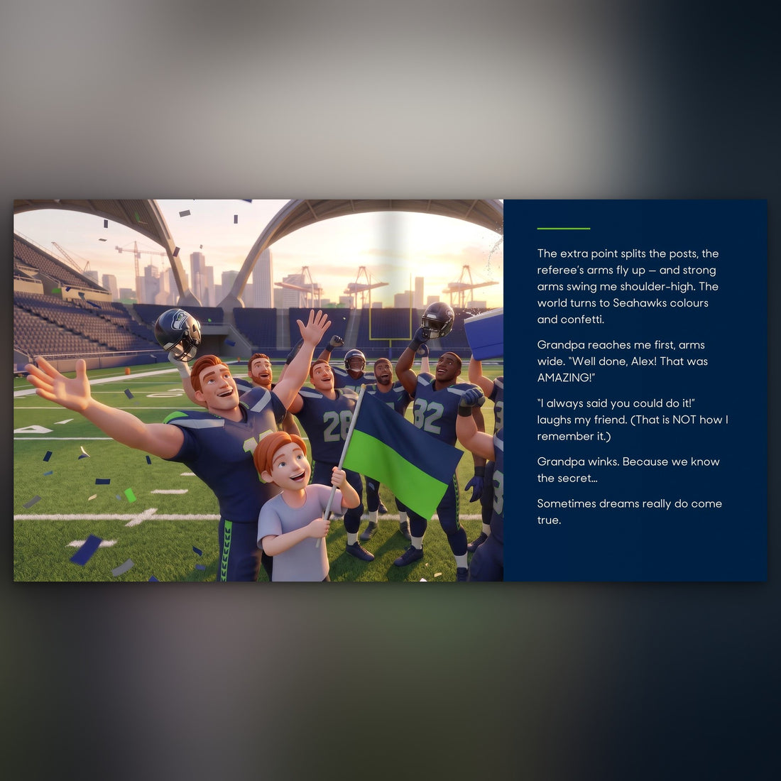 Seattle Seahawks Personalised Storybook — Their game-winner page