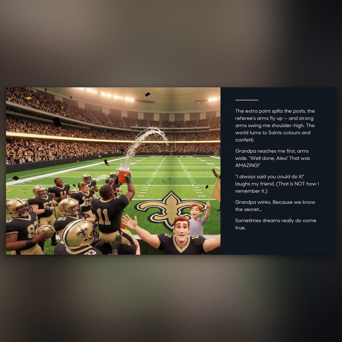 New Orleans Saints Personalised Storybook — Their game-winner page