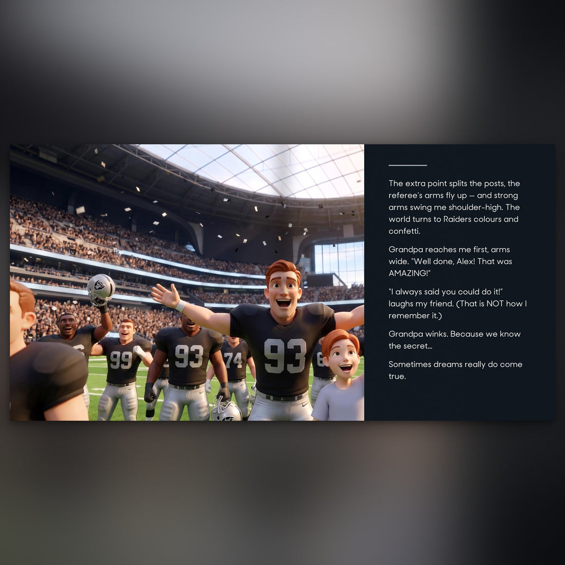 Las Vegas Raiders Personalised Storybook — Their game-winner page