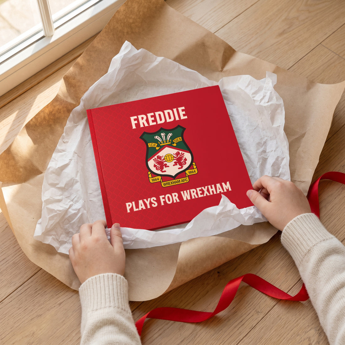 The Only Officially Licensed Wrexham AFC Personalised Children’s Book — Gift unwrapping