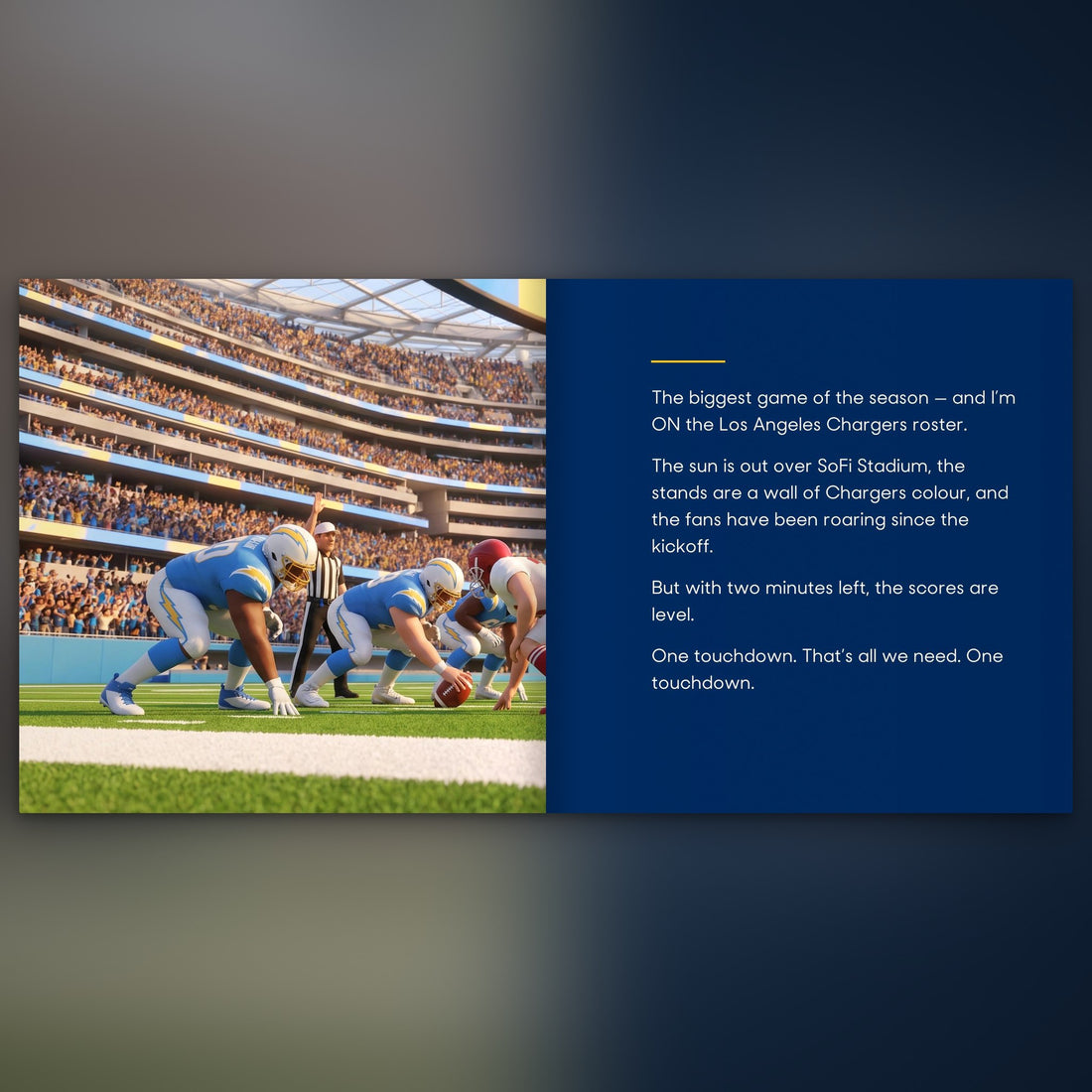 Los Angeles Chargers Personalised Storybook — Their name on the jersey