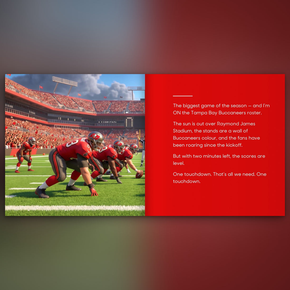Tampa Bay Buccaneers Personalised Storybook — Their name on the jersey