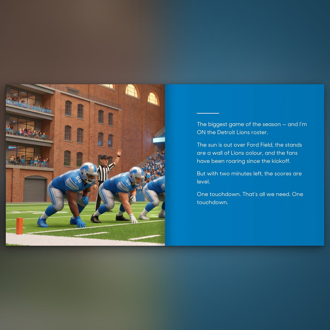 Detroit Lions Personalised Storybook — Their name on the jersey