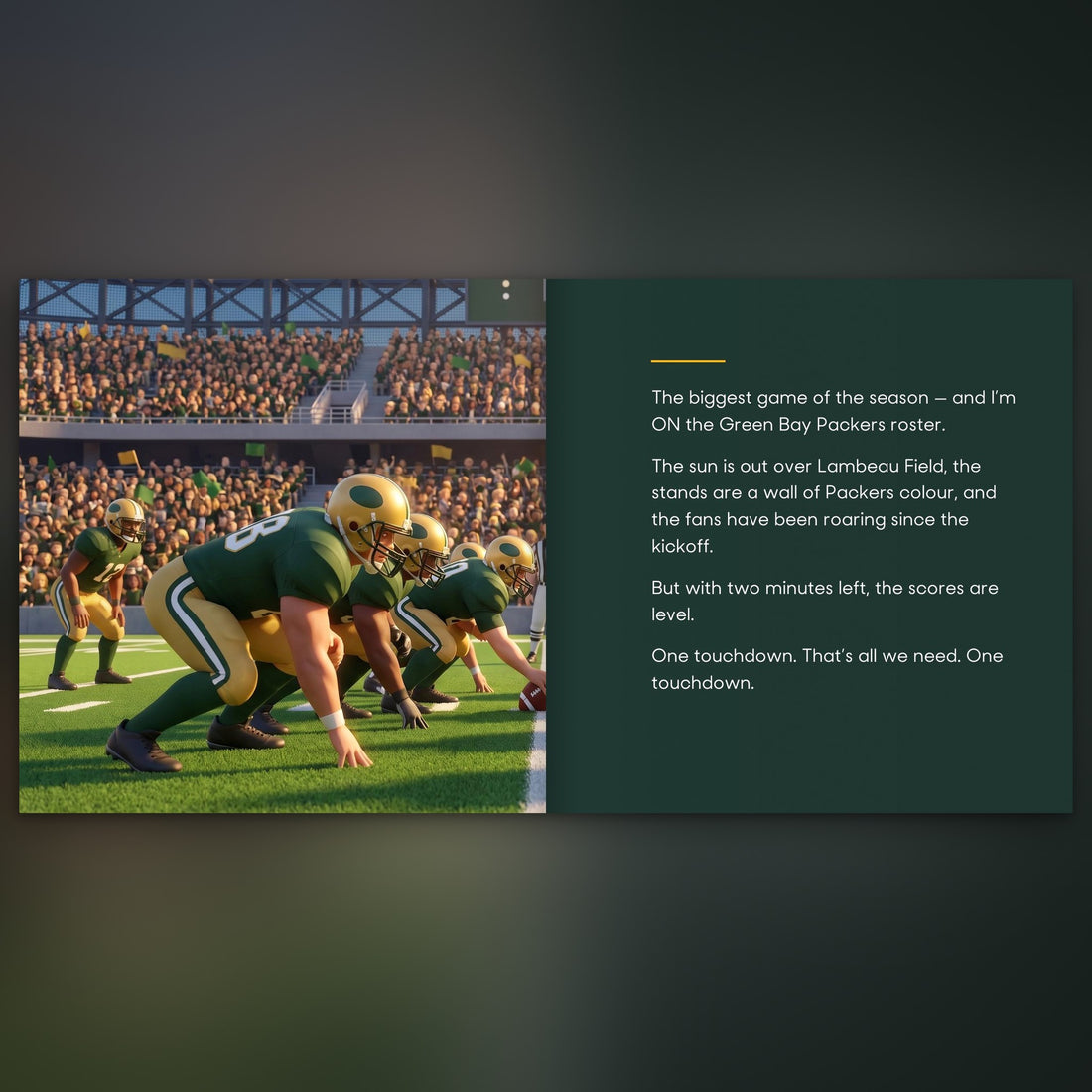 Green Bay Packers Personalised Storybook — Their name on the jersey