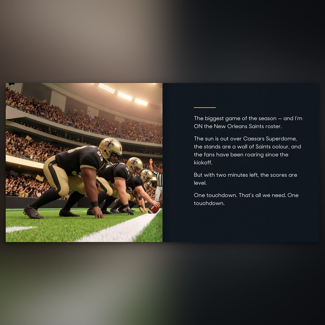 New Orleans Saints Personalised Storybook — Their name on the jersey