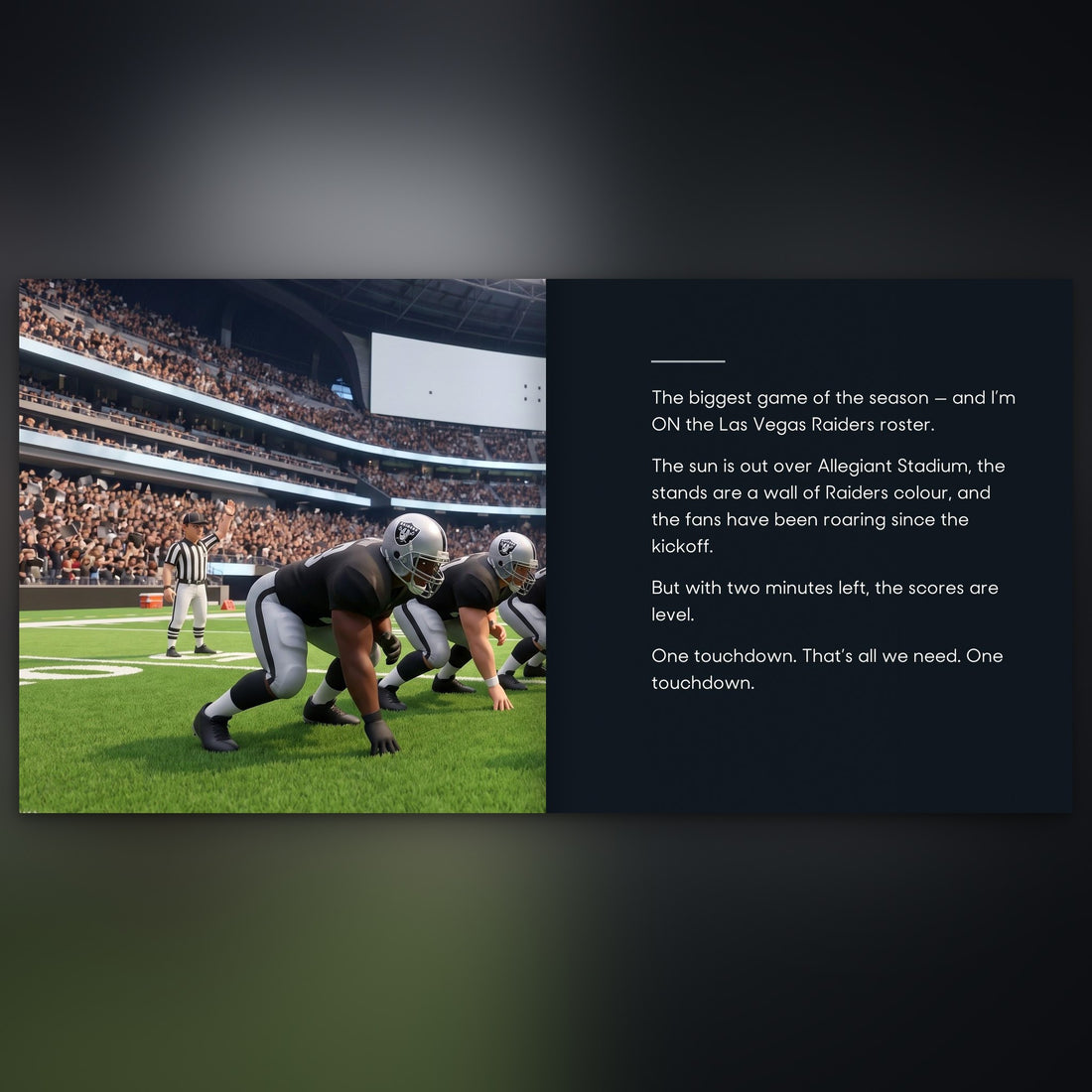 Las Vegas Raiders Personalised Storybook — Their name on the jersey