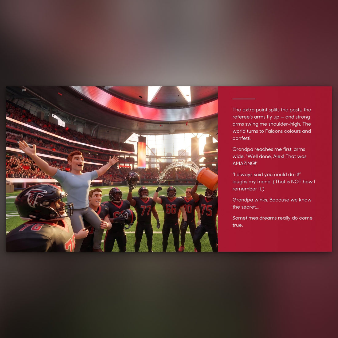 Atlanta Falcons Personalised Storybook — Their game-winner page