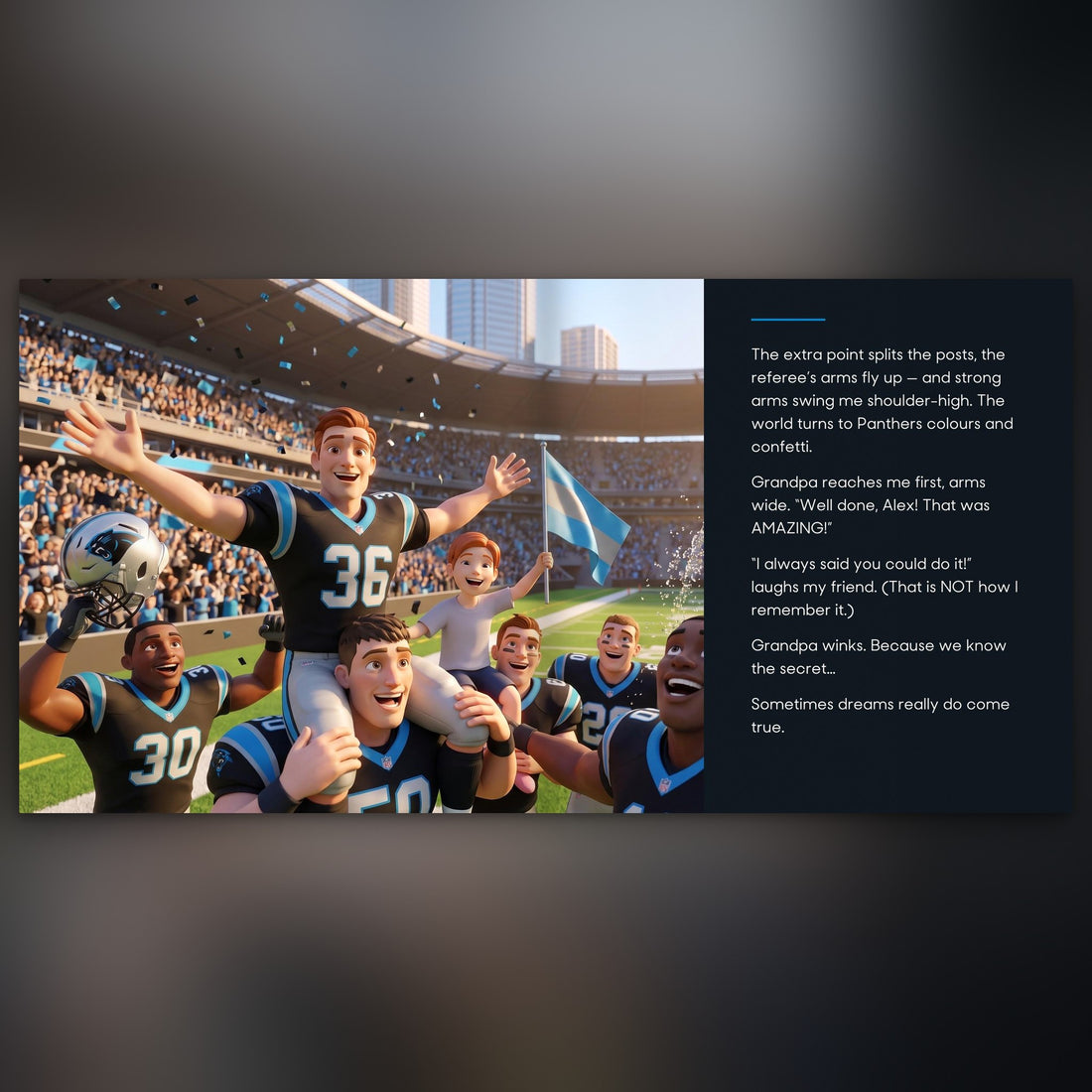 Carolina Panthers Personalised Storybook — Their game-winner page