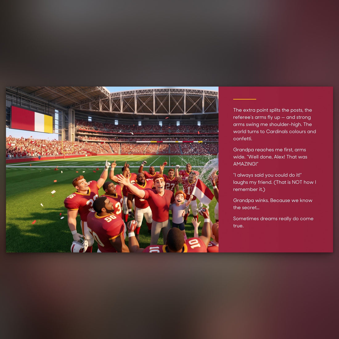 Arizona Cardinals Personalised Storybook — Their game-winner page