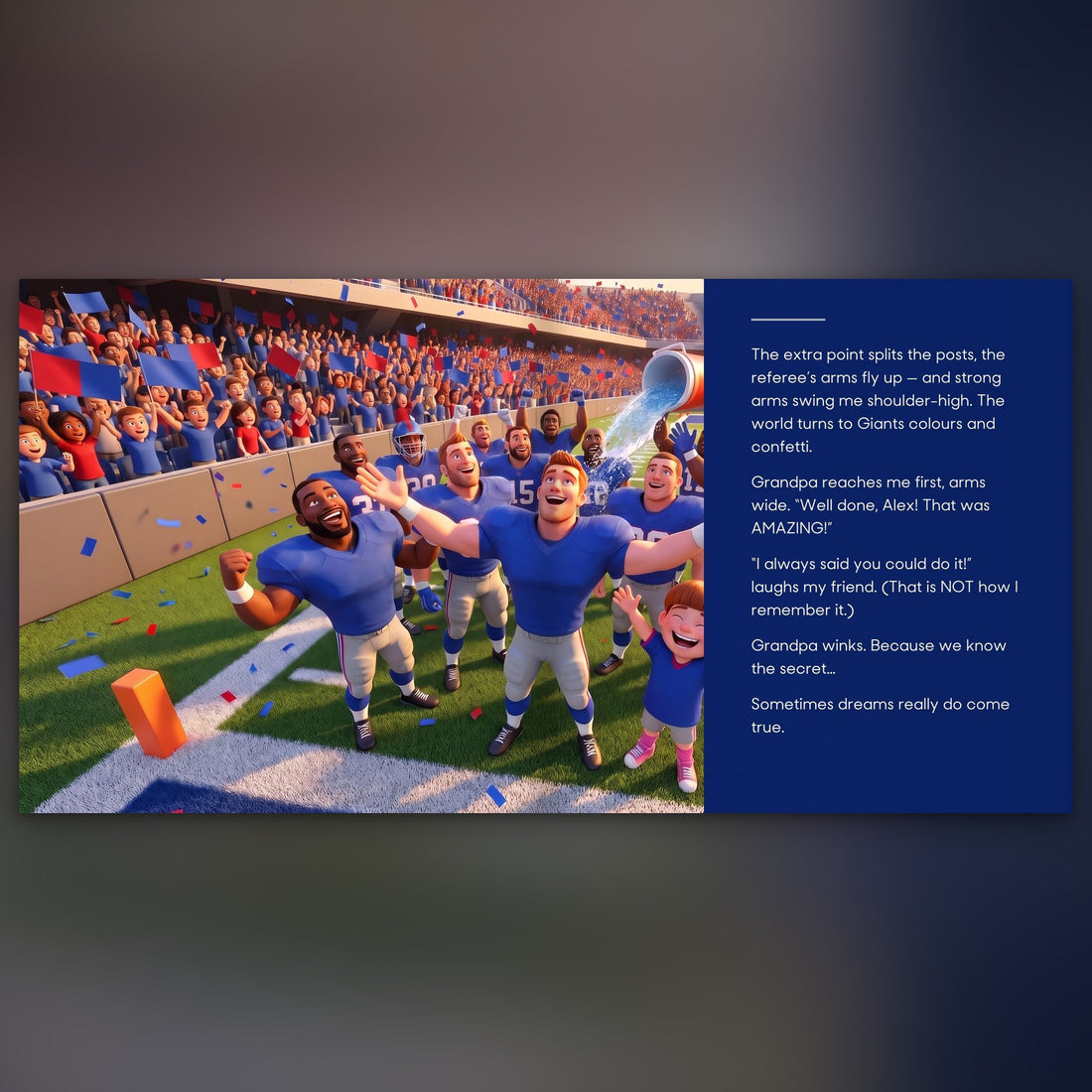 New York Giants Personalised Storybook — Their game-winner page