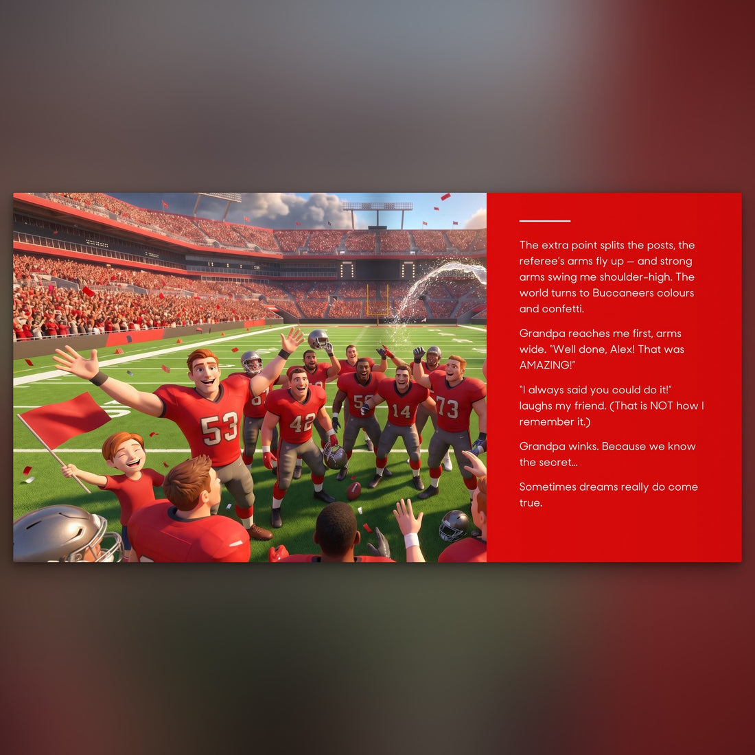 Tampa Bay Buccaneers Personalised Storybook — Their game-winner page