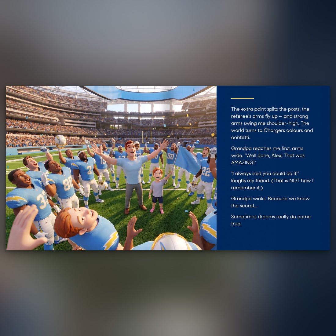 Los Angeles Chargers Personalised Storybook — Their game-winner page