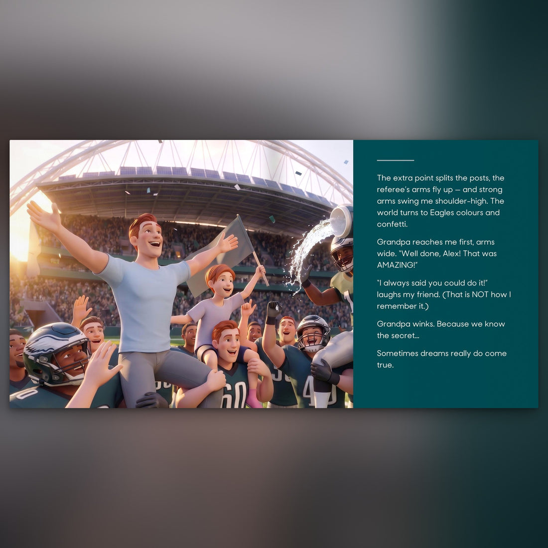 Philadelphia Eagles Personalised Storybook — Their game-winner page