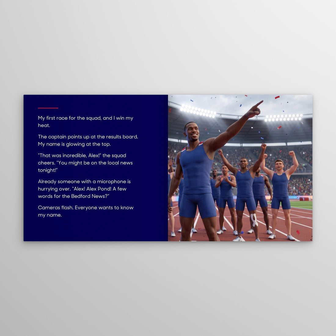 Team GB personalised storybook — their name on the results board [05-spread-b]