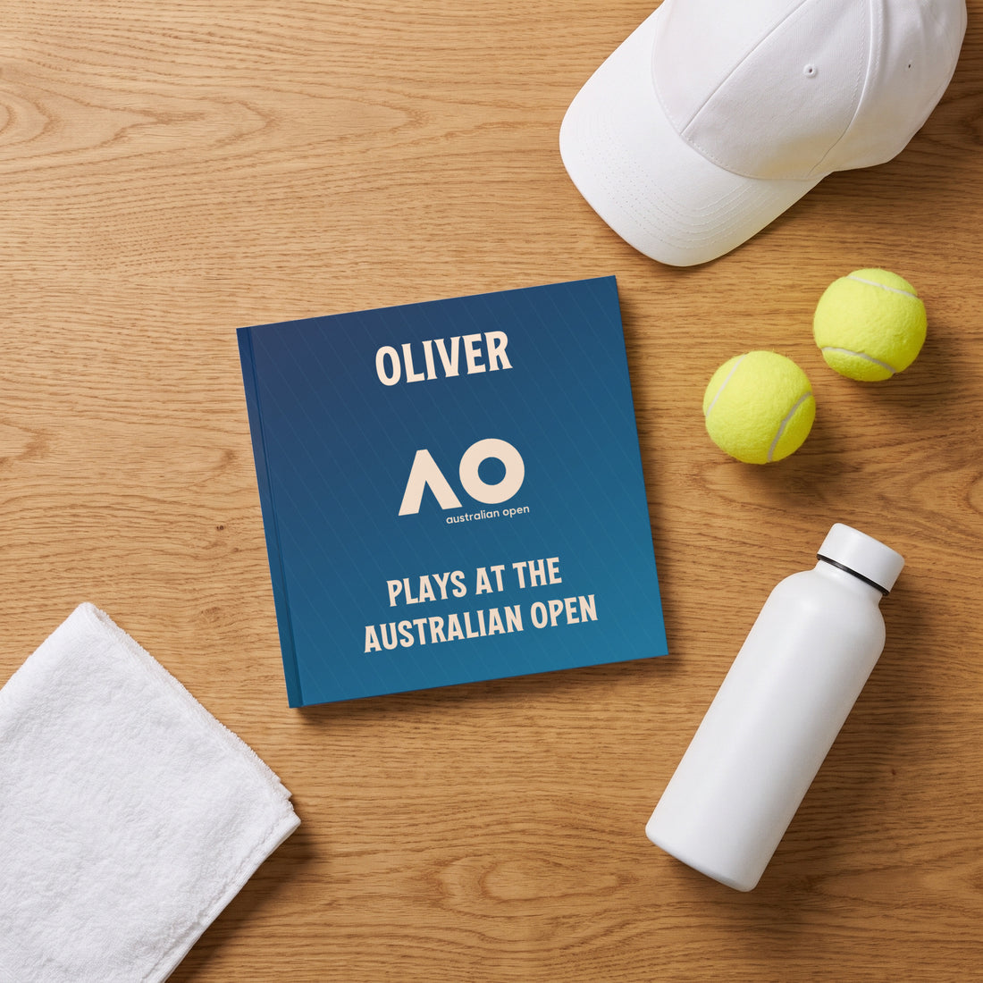 Australian Open Personalised Storybook — Court-side flat-lay