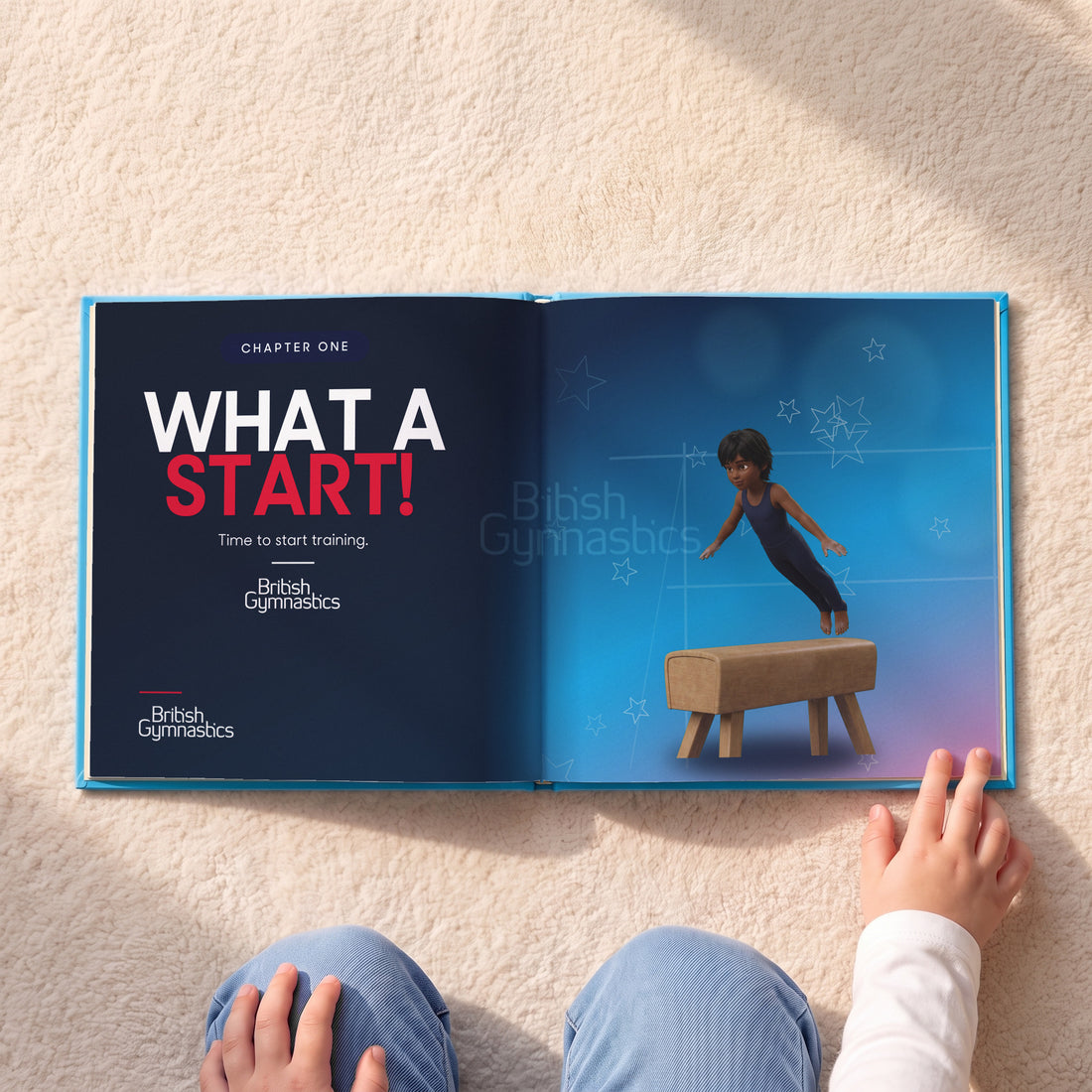 British Gymnastics Personalised Storybook — Their gymnast, in British Gymnastics navy