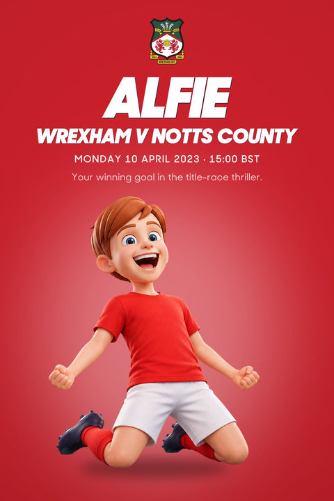 Historic Moments: Wrexham v Notts County, Book 1. Personalised edition front cover (sample name and avatar)
