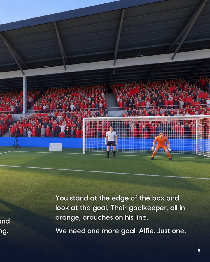 Historic Moments: Wrexham v Notts County, Book 1. Personalised edition story spread with a sample name in the text