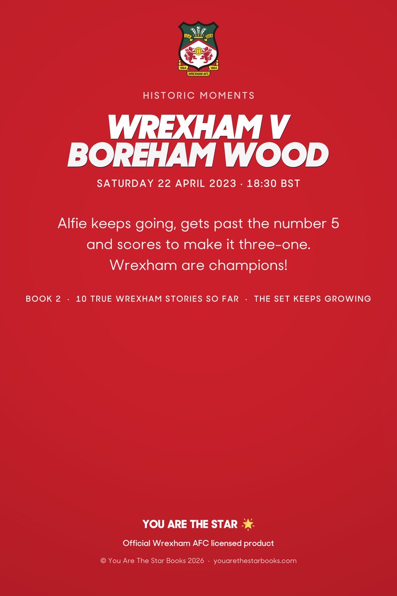 Historic Moments: Wrexham v Boreham Wood, Book 2. Personalised edition (sample name), back cover