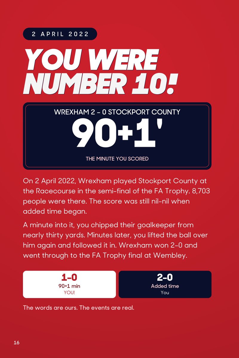 Historic Moments: Wrexham v Stockport County, Book 3. Personalised edition (sample name), page 16