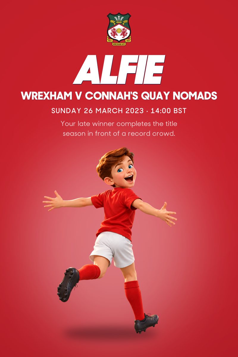 Historic Moments: Wrexham v Connah's Quay Nomads, Book 4. Personalised edition (sample name), front cover