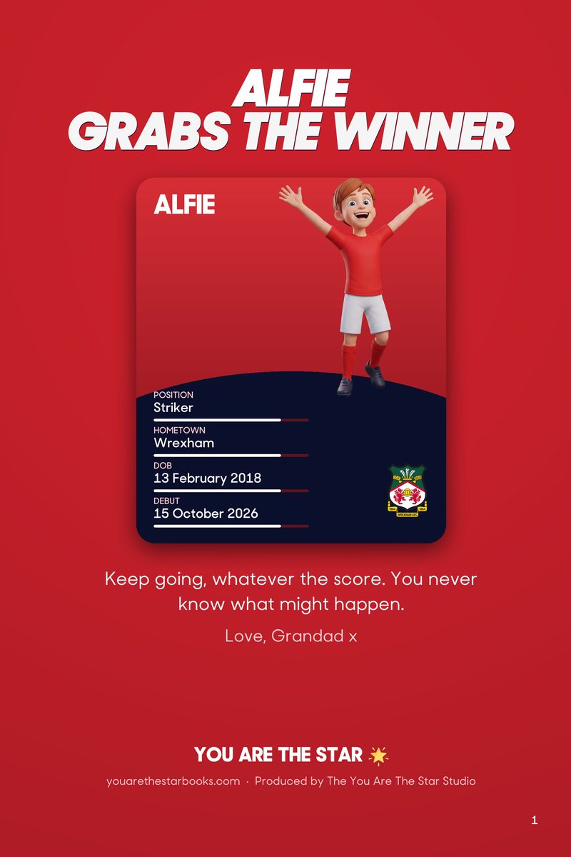 Historic Moments: Wrexham v Connah's Quay Nomads, Book 4. Personalised edition (sample name), page 1