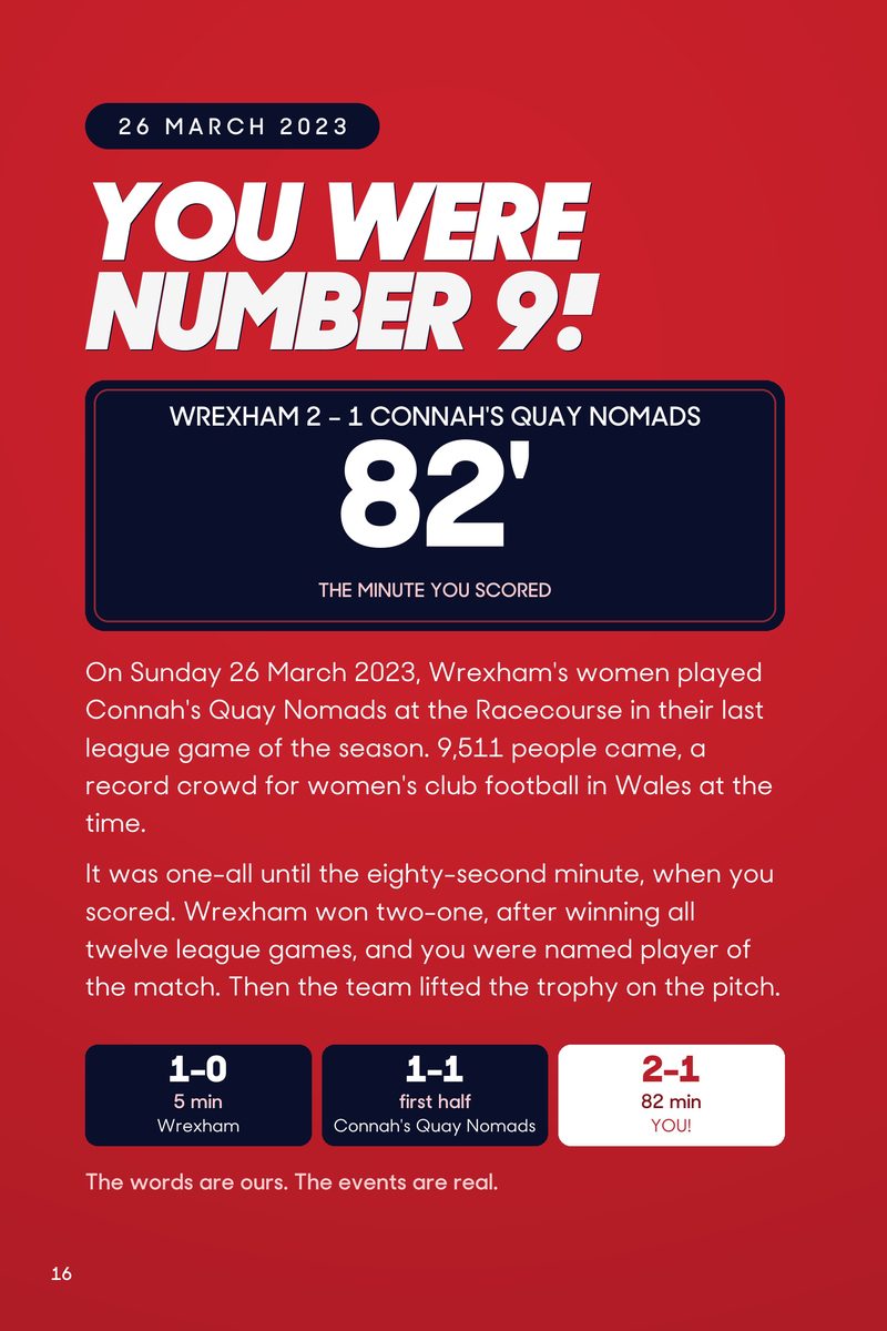 Historic Moments: Wrexham v Connah's Quay Nomads, Book 4. Personalised edition (sample name), page 16