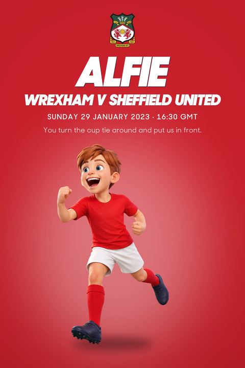 Historic Moments: Wrexham v Sheffield United, Book 5. Personalised edition front cover (sample name and avatar)