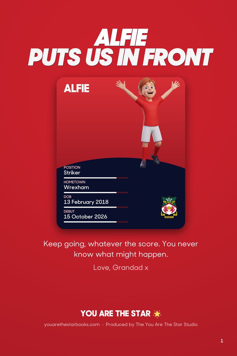 Historic Moments: Wrexham v Sheffield United, Book 5. Personalised edition (sample name), page 1