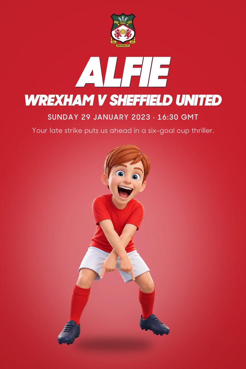 Historic Moments: Wrexham v Sheffield United, Book 6. Personalised edition (sample name), front cover