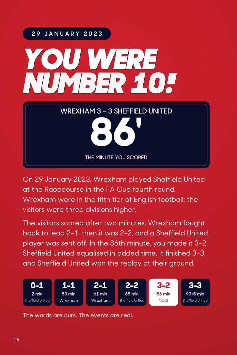 Historic Moments: Wrexham v Sheffield United, Book 6. Personalised edition (sample name), page 16