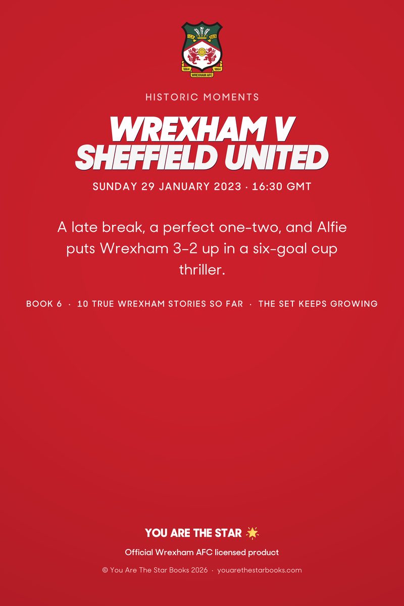 Historic Moments: Wrexham v Sheffield United, Book 6. Personalised edition (sample name), back cover