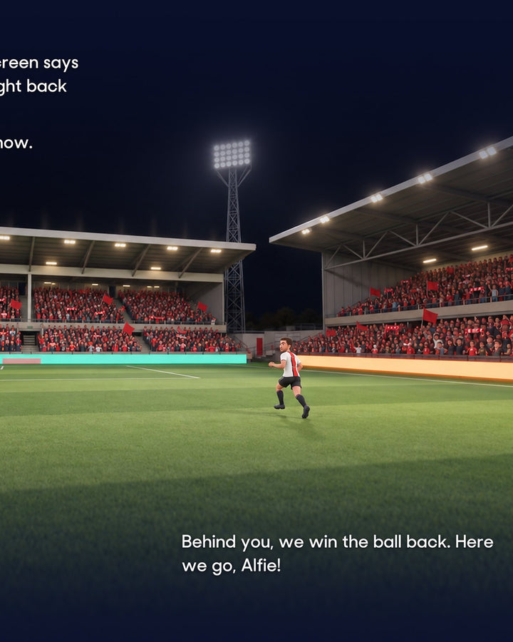 Historic Moments: Wrexham v Sheffield United, Book 6. Personalised edition story spread with a sample name in the text