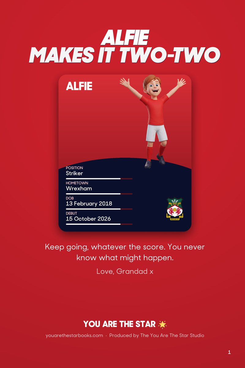 Historic Moments: Wrexham v Salford City, Book 7. Personalised edition (sample name), page 1