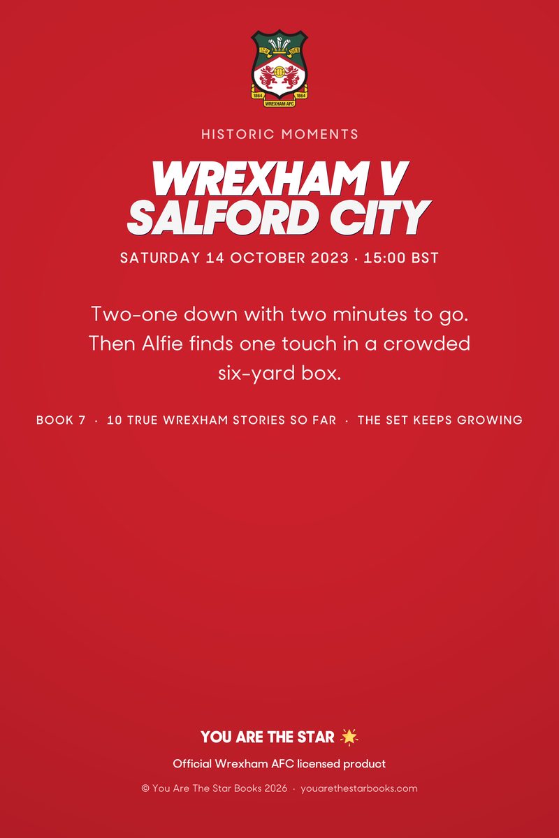 Historic Moments: Wrexham v Salford City, Book 7. Personalised edition (sample name), back cover