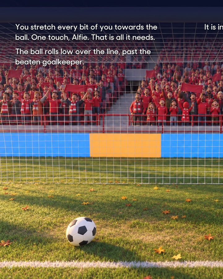 Historic Moments: Wrexham v Salford City, Book 7. Personalised edition story spread with a sample name in the text