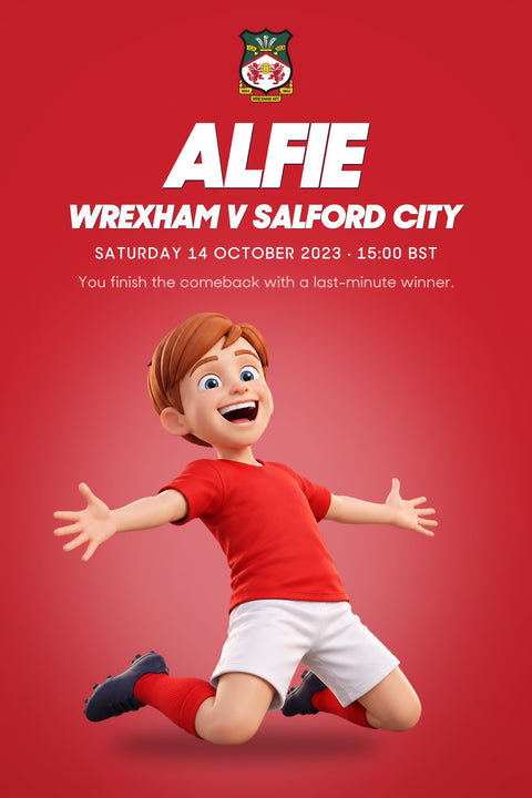 Historic Moments: Wrexham v Salford City, Book 8. Personalised edition front cover (sample name and avatar)