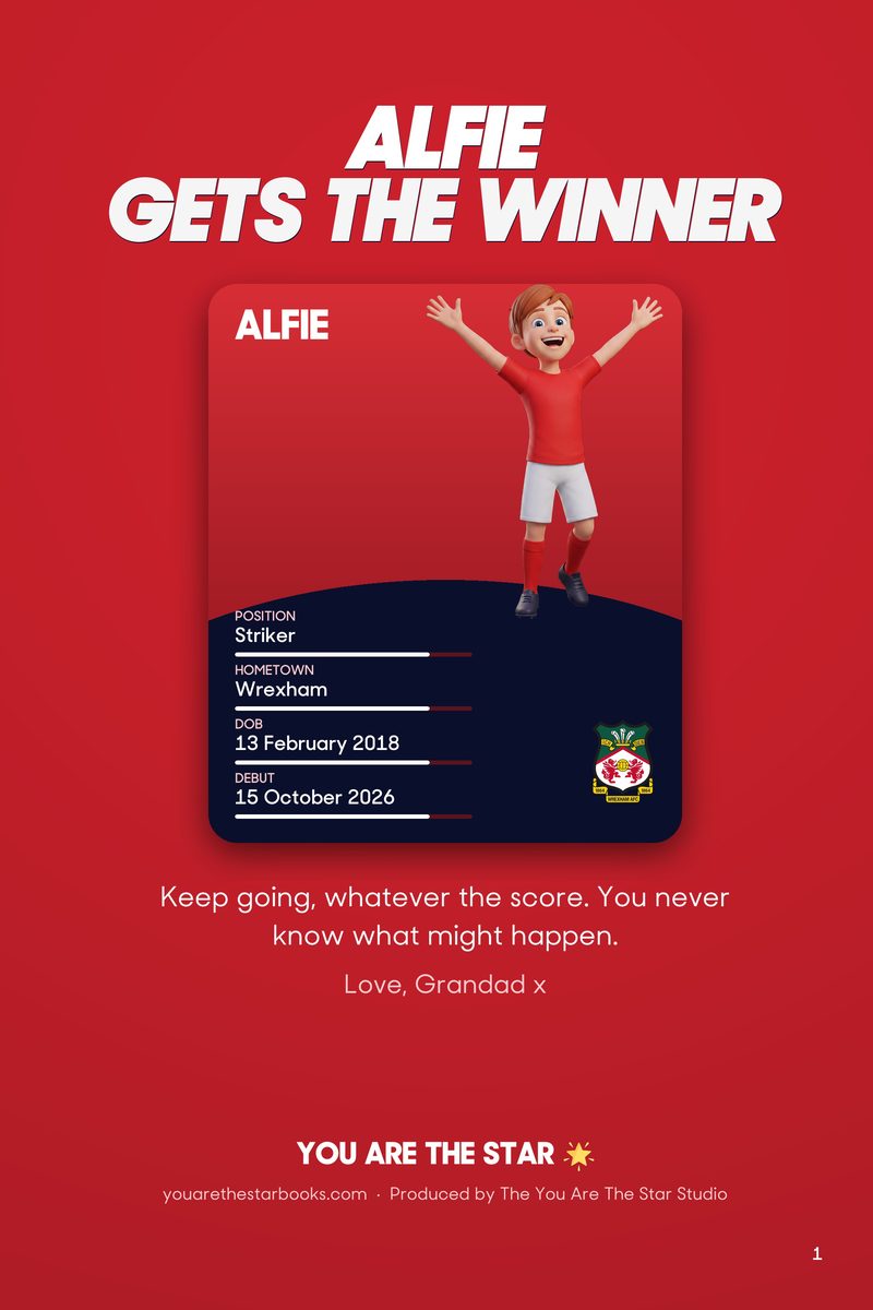Historic Moments: Wrexham v Salford City, Book 8. Personalised edition (sample name), page 1