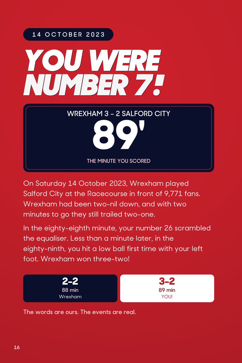 Historic Moments: Wrexham v Salford City, Book 8. Personalised edition (sample name), page 16