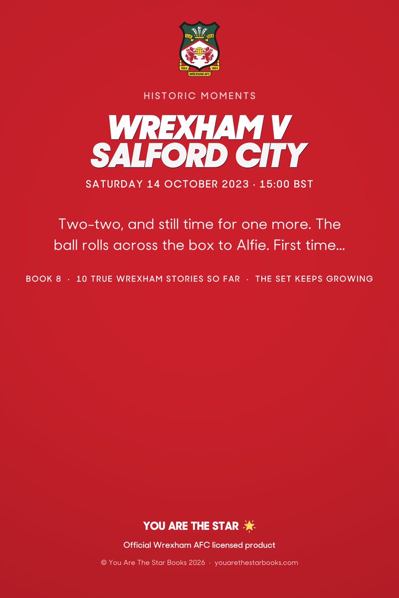 Historic Moments: Wrexham v Salford City, Book 8. Personalised edition (sample name), back cover