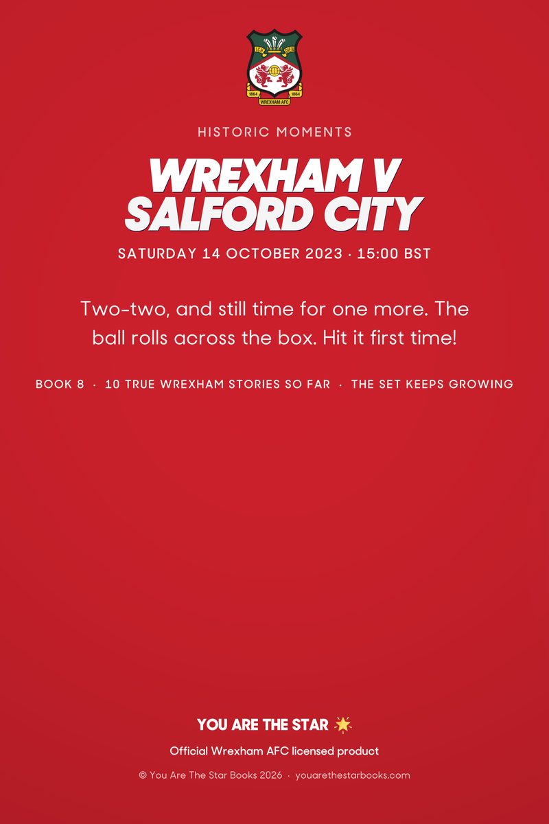 Historic Moments: Wrexham v Salford City, Book 8. Quick buy edition, back cover